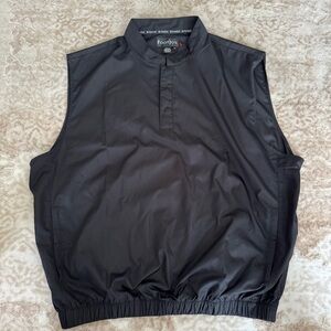 FootJoy Men's Black Sleeveless Polyester Vest 2 zip pockets Golf windbreaker XL